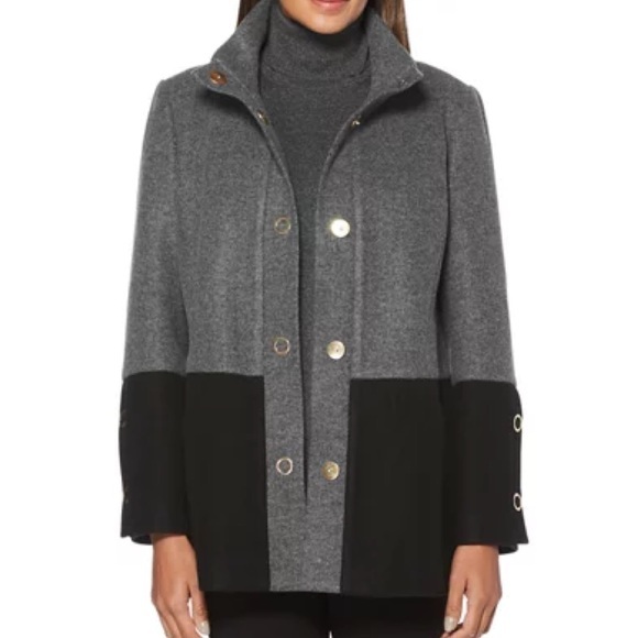 Rafaella Jackets & Blazers - SOLD Rafaella Plus Size Black & Gray Color Block Outerwear Coat